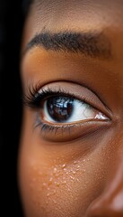 Captivating close-up of a person's eye, showcasing intricate details. A compelling glimpse into the depths of human expression.