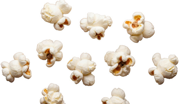 Popcorn plain white on milk chocolate melted isolated realistic high detail corn puff