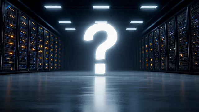 Glowing Question Mark in Server Room