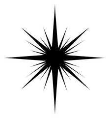 Fototapeta premium PNG A solid black north star shape silhouette minimalist geometric.