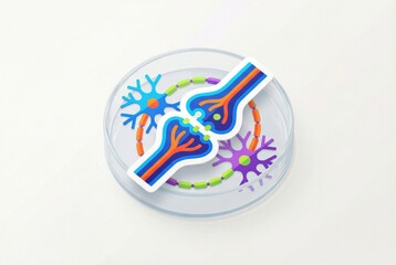 Innovative representation of synaptic transmission showcasing neurons and neurotransmitters interconnected by vibrant pathways revealing the complexity of neurological processes and mental