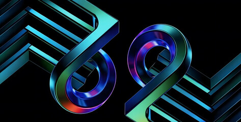Abstract futuristic technology background featuring metallic infinity shapes and geometric pathways on a dark backdrop. Ideal for AI, data flow, innovation, fintech, and digital growth concepts.