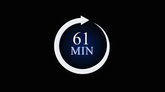 Circular arrow with number 61 and M in the center on a dark background circle sixty one