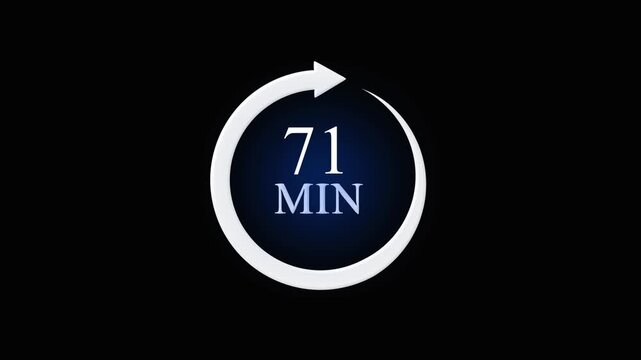 White Circular Arrow with Number 71 and Letter M on Dark Blue Gradient Background circle