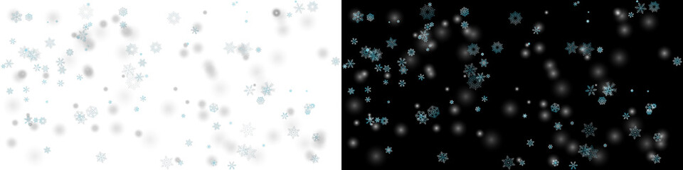 Realistic snowfall overlay isolated for winter season graphics