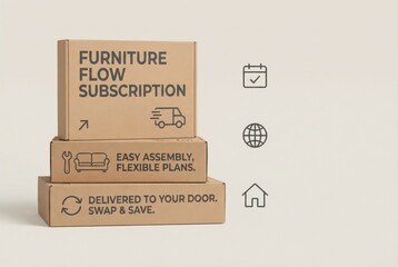 Subscription based home furniture solution with easy assembly and flexible delivery plans facilitating modern living and lifestyle transitions