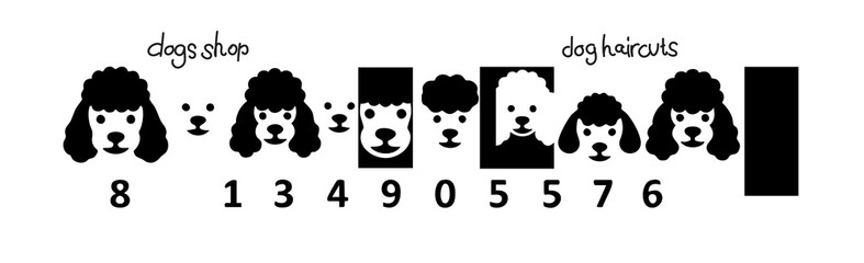 Poodle dog muzzle haircut similar to QR code, barcode