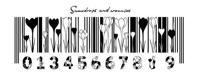 Flowers snowdrops heather similar to QR code, barcode