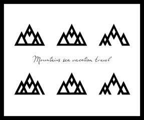 Mountains sea sun travel vacation adventure in the form of QR code, barcode