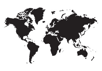 Obraz premium Detailed World Map Silhouette Black Vector
