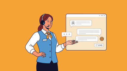 Woman presenting a digital interface design.