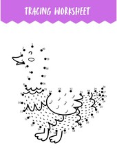Duck Farm bird Tracing Worksheet - Numbered Dots Connect Activity for Kids
