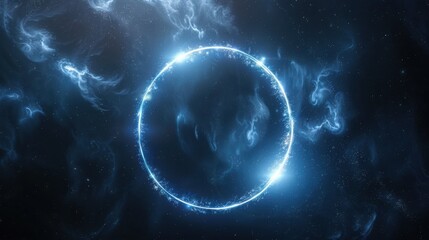 Smooth Electric Ring Orbiting Slowly In Dark Space