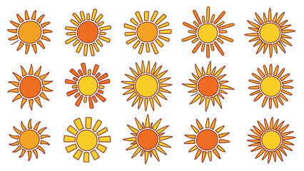 Vector Pattern of Sunburst Icons in Modern Orange and Yellow Color Scheme