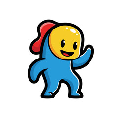 Naklejka premium Vector Illustration of Playful Cartoon Character with Smiling Face in Bright Colors in Modern Minimalist Style