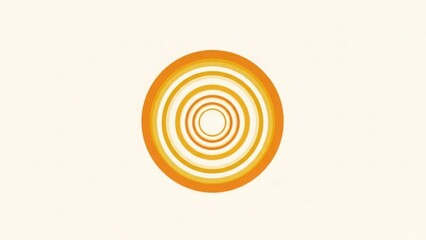 Abstract background with retro concentric circles. Vintage 70s style geometric pattern in orange and yellow. Minimalist graphic design with copy space