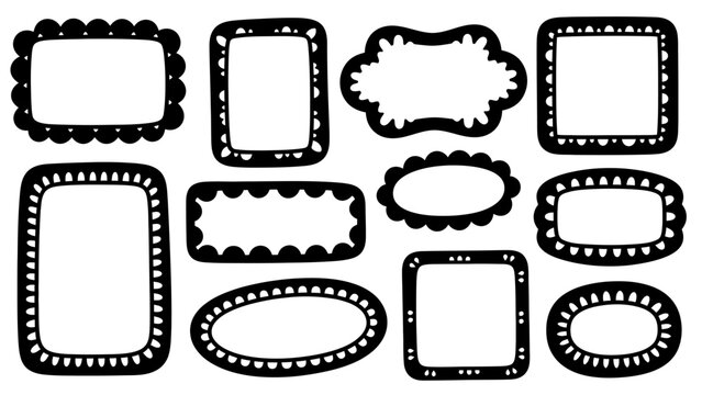 Vector Pattern Collection of Decorative Frame Shapes in Modern Minimalist Style with Dotted and Dashed Borders for Creative Design Projects