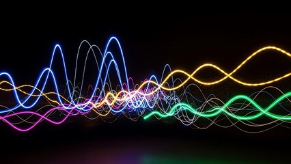 A vibrant display of colorful neon lights against a dark background