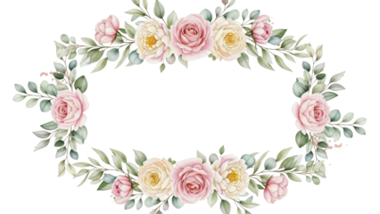 watercolor wedding invitation template with arrangement flower and leaves