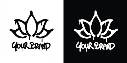 Graffiti Lotus flower logo vector design