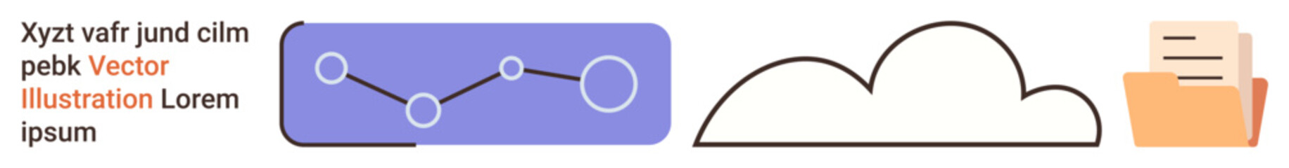 Data analytics, cloud storage, digital organization, online computing, business management, information systems. Visual of a line graph, cloud icon and file icon. Data analytics and cloud storage © robu_s