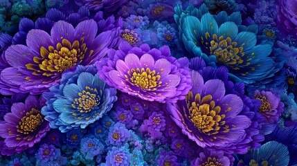 Bright violet abstract fractal flowers creating a fantasy digital artwork.