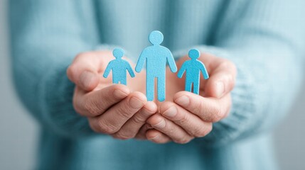 Hands holding family figures