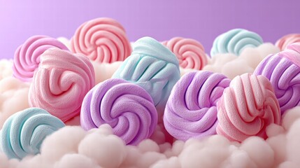 Pastel Colored Swirls on a Bed of Clouds