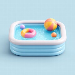 A vibrant summer scene with a colorful inflatable pool and toys, ready for play.