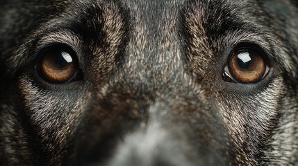 Close-up view of dog eyes showing signs of an eye health problem. 