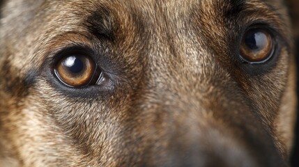 Close-up view of dog eyes showing signs of an eye health problem. 