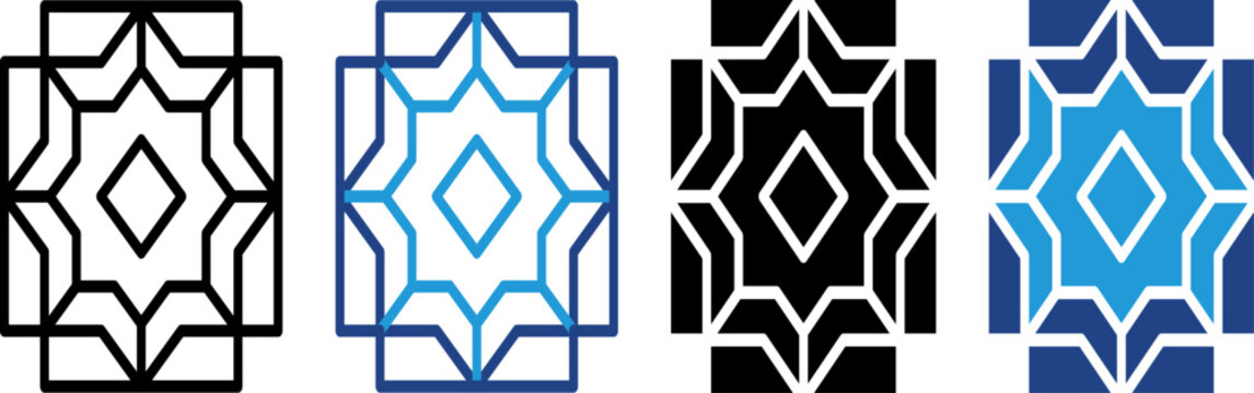Islamic geometric pattern icon with modern and minimalist octagonal star design, a decorative element concept suitable for Ramadan.