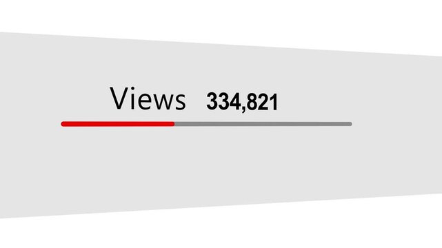 View Counter Interface with Red Progress Bar and Large View Count Number on Grey Background for Social Media and Analytics