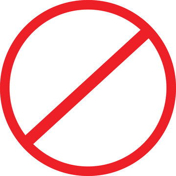 Red circle with a diagonal line through it on a white background prohibition