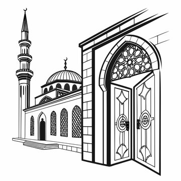 Mosque entrance illustration