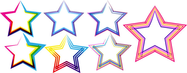 Obraz premium colorful star shapes with rainbow outlines