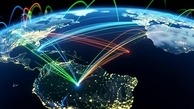 Global Network Connections and Data Transfer.