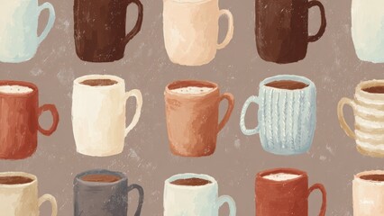 ナチュラルカラーのマグカップ柄 パターン背景
