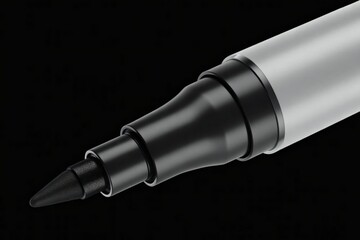 A close up view of a marker pen's tip and nozzle