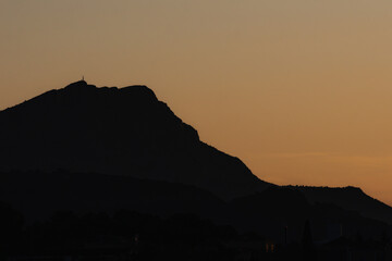 Sainte-Victoire mountain in the light of a winter morning