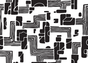 Abstract mono Geometric shapes pattern background. Vector illustration art backdrop