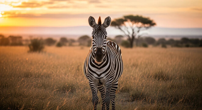 zebra at sunset