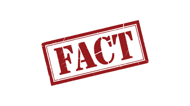 Faded Red Rubber Stamp With Fact Text On Plain White Background