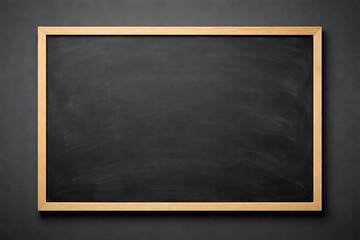Blank Blackboard with Wooden Frame on Dark Background, Education Concept