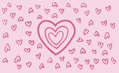 A pattern of small pink hearts. Typical for use on Valentine's Day.