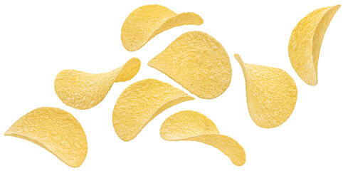 Potato chips isolated on white background