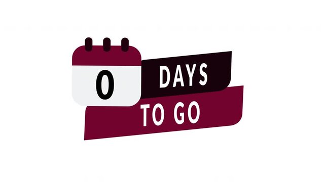 Animated 0 Days To Go countdown badge designed to indicate the final day or deadline of a sale, event, or promotion. Ideal for last call offers, urgent announcements, and end-of-campaign visuals.
