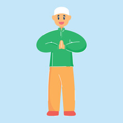 Muslim men and women flat design illustration, for asset design ramadan event, celebrating Ramadan or Eid