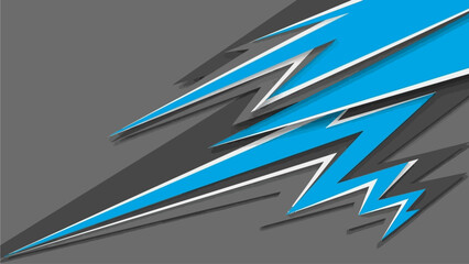 A graphic illustration of sharp blue and grey abstract shapes resembling lightning bolts on a dark background. © Adam