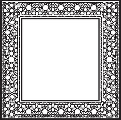 Obraz premium Ornate square frame with floral and geometric decorative border